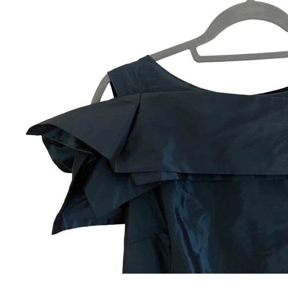 XD XENIA DESIGN Size 6 Taffeta Draped Blouse Stretch Structured Minimalist - Picture 6 of 11
